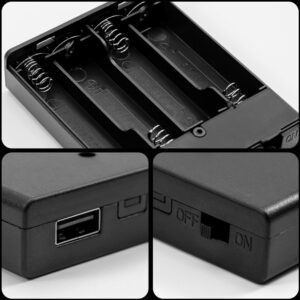 Batteriehalter fur 4 x AA-Batterien mit USB-Anschluss und Schalter