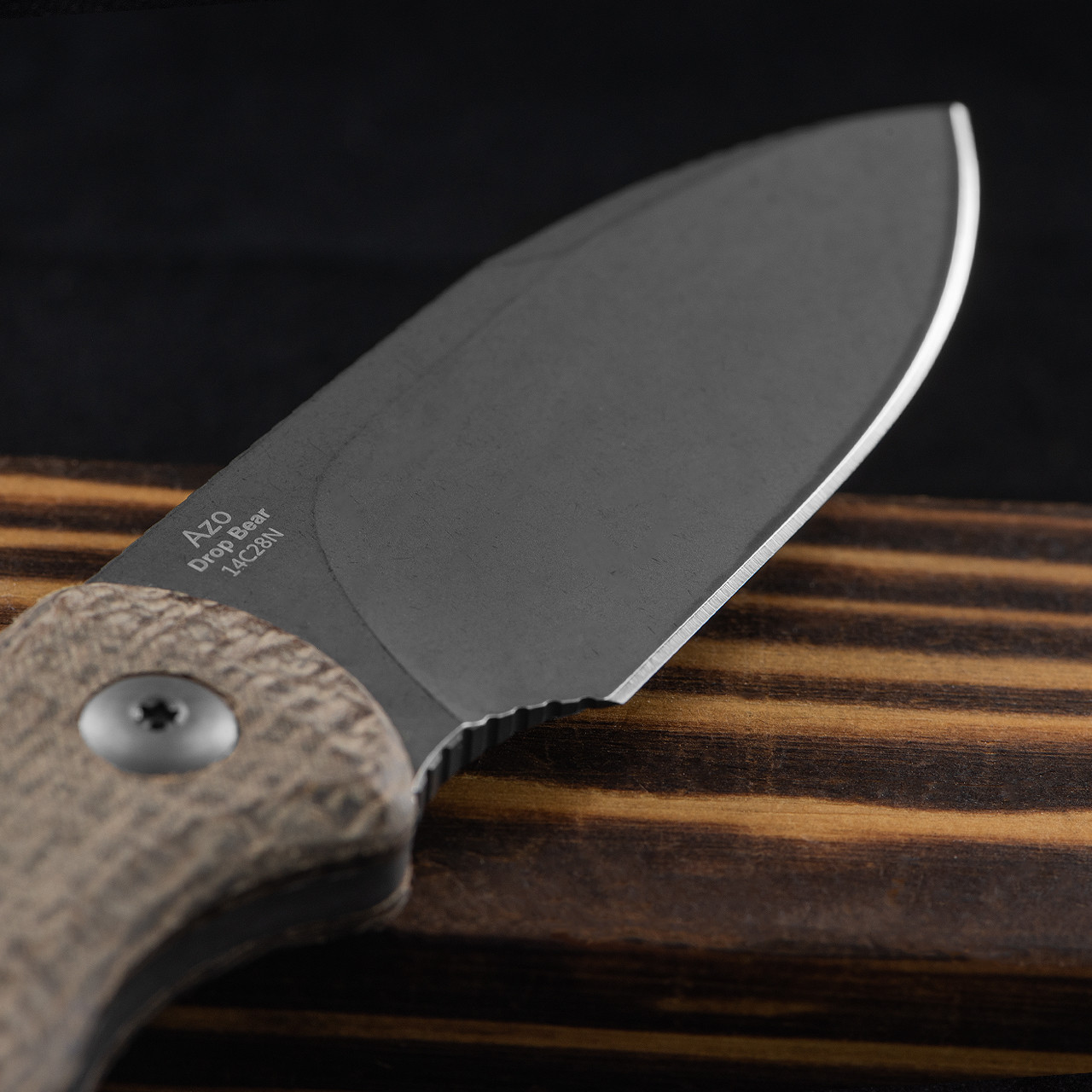 Kizer Drop Bear 1094A1 Burlap Micarta Fixed Blade